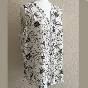 NYDJ Womens Blouse Large Button Front Pleated Back